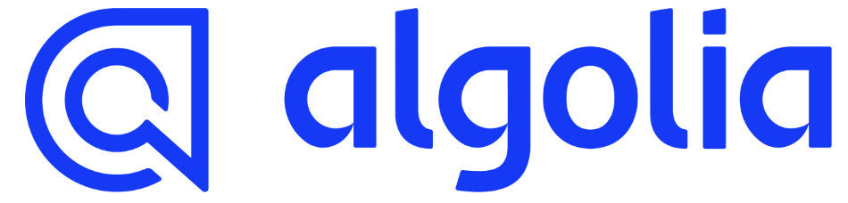 Algolia logo with stylized lowercase letters in blue